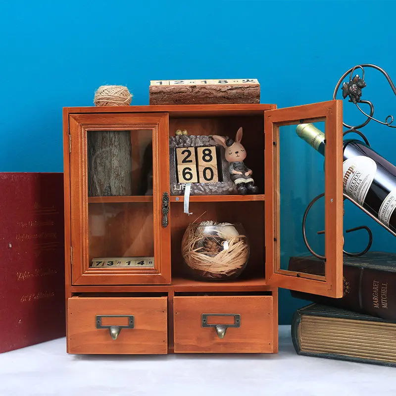 抽屉式收纳盒家用卧室木质储物柜桌面杂物整理客厅靠墙置物木柜子