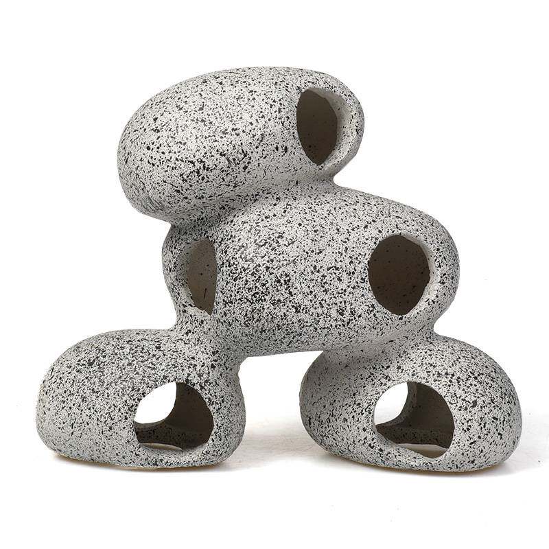 跨境鱼虾屋繁殖罐慈鲷石头短鲷躲避屋仿真陶罐鱼缸造景三湖石景