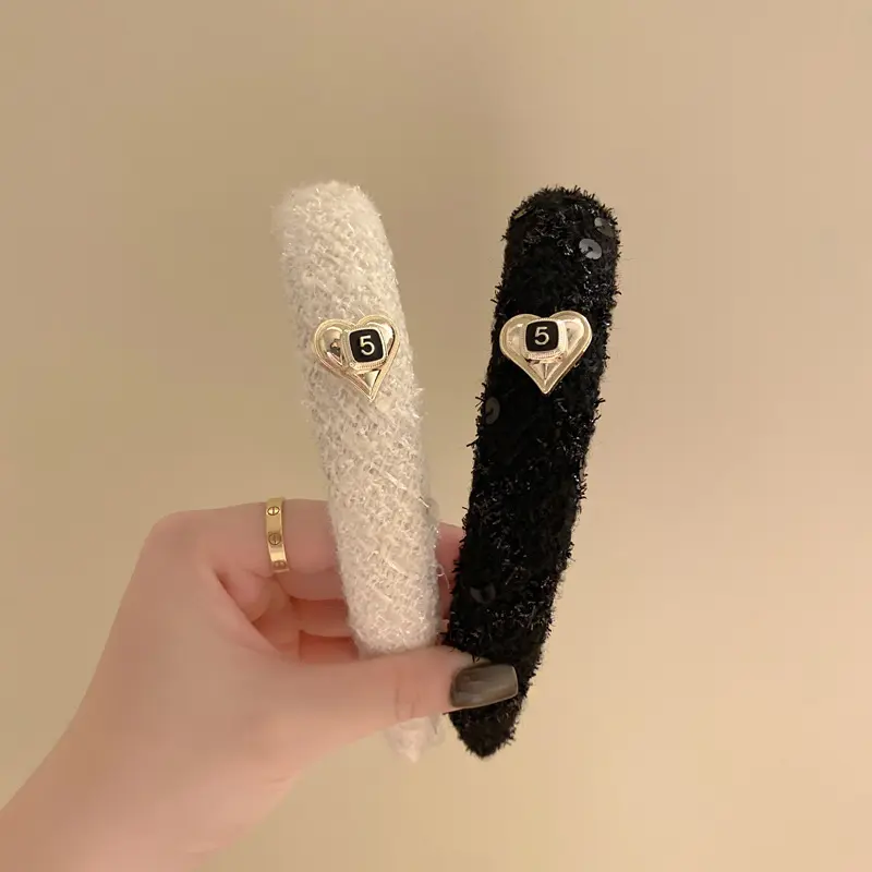 高级感仙美秋冬白色发箍高头颅2022年网红新款爱心头箍厚发卡