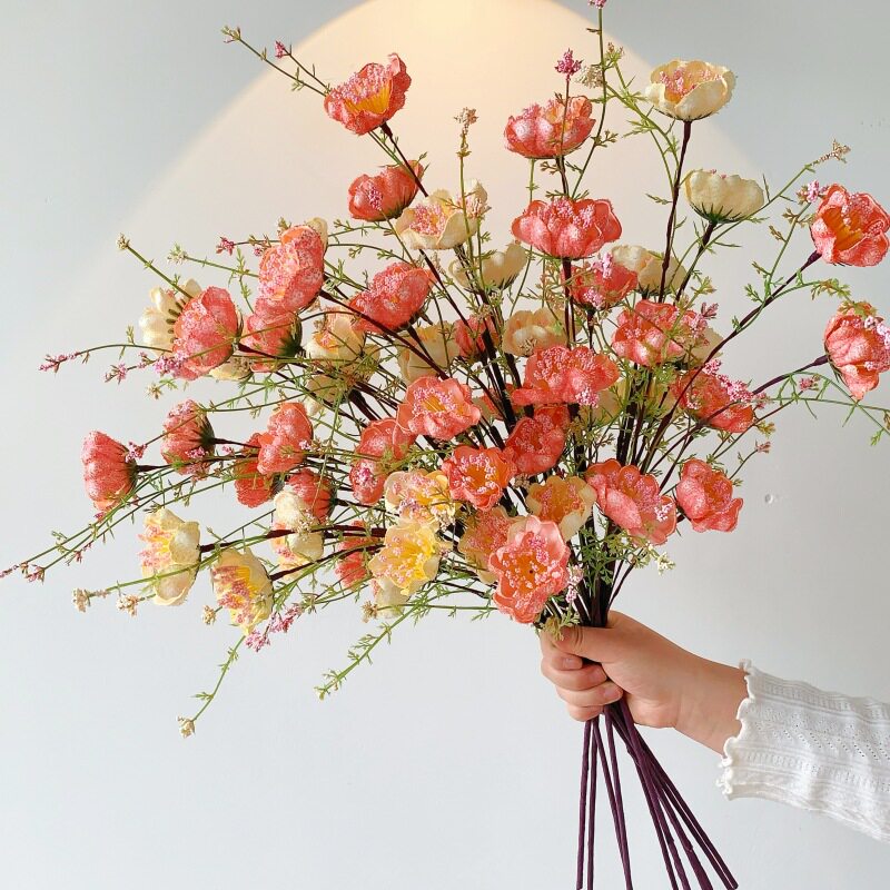 仿真花假花粉蝶花泡沫花室内客厅餐桌桌面绢花婚庆拍摄道具装饰花