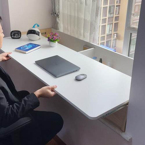 新型飘窗书桌改造抽拉式台面定制储物柜卧室儿童飘窗桌伸缩可锁定