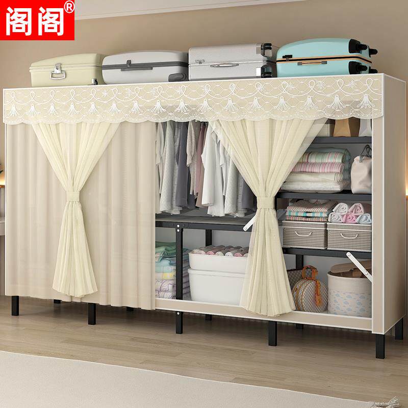 免安装折叠衣柜家用卧室新款出租房简易布衣柜加粗加厚全钢架衣橱