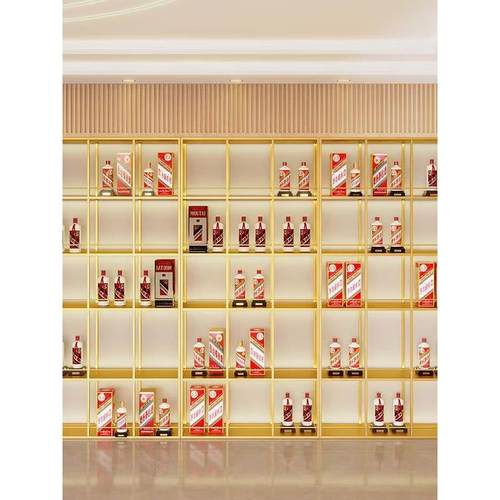 酒庄酒柜落地酒架铁艺置物架酒柜发光靠墙茶叶柜子多层收纳展示柜