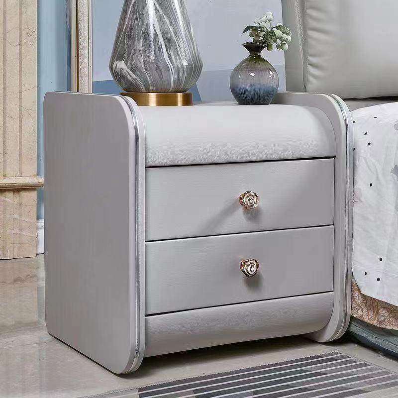 软包床头柜简约现代皮质床边柜小型卧室家用床边收纳柜实木免安装