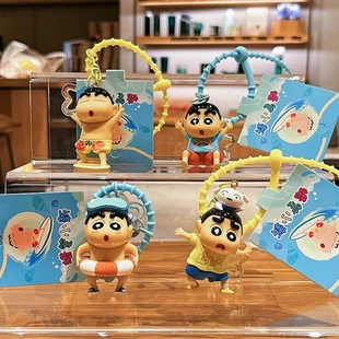 蜡笔缤纷可爱卡通电镀公仔学生书包挂件小礼品钥匙扣独立包装PVC