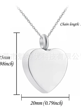 宠物骨灰项链 可打开不锈钢心形纪念骨灰盒吊坠 瓶项坠/吊坠欧美