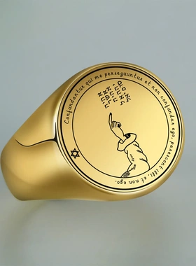 欧美饰品激光所罗门手势印不锈钢男士戒指指环珠宝配饰戒指/指环