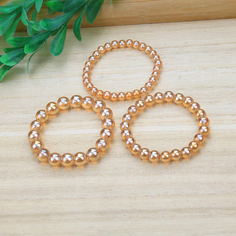 防刀刮琥珀色玻璃手链成品佛珠手串饰品结缘手珠礼品手饰/手串CAL