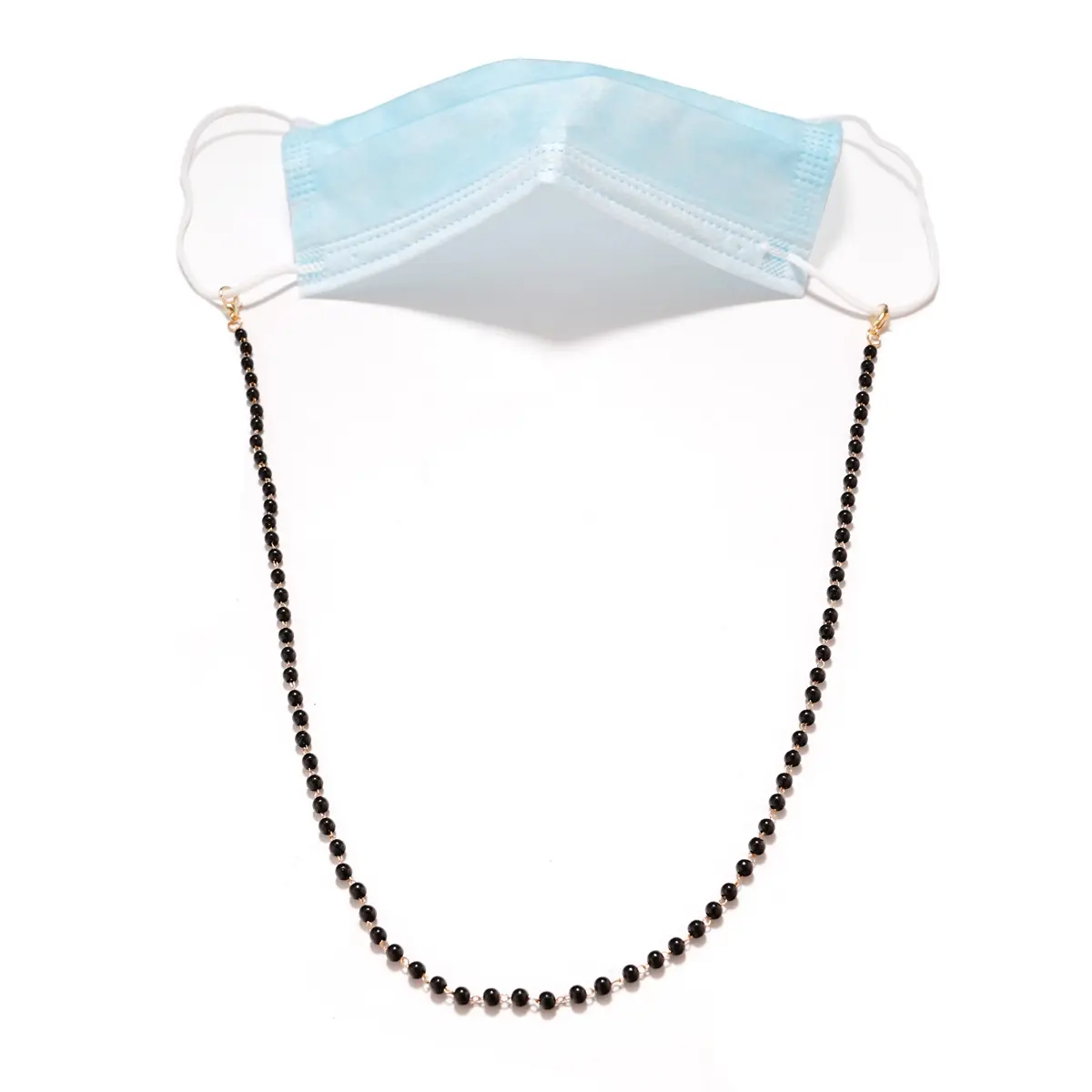 欧美流行挂脖口罩链女挂链装饰时尚珍珠链条防丢链挂绳韩式ins风