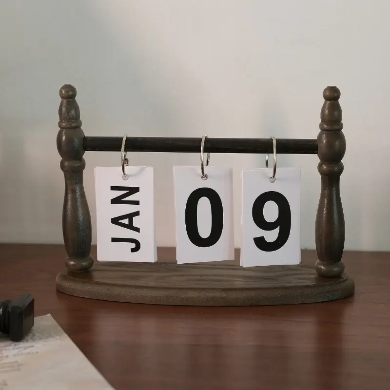 北欧木质拆装台历客厅中文翻页办公桌面简约摆件拍摄道具密度板