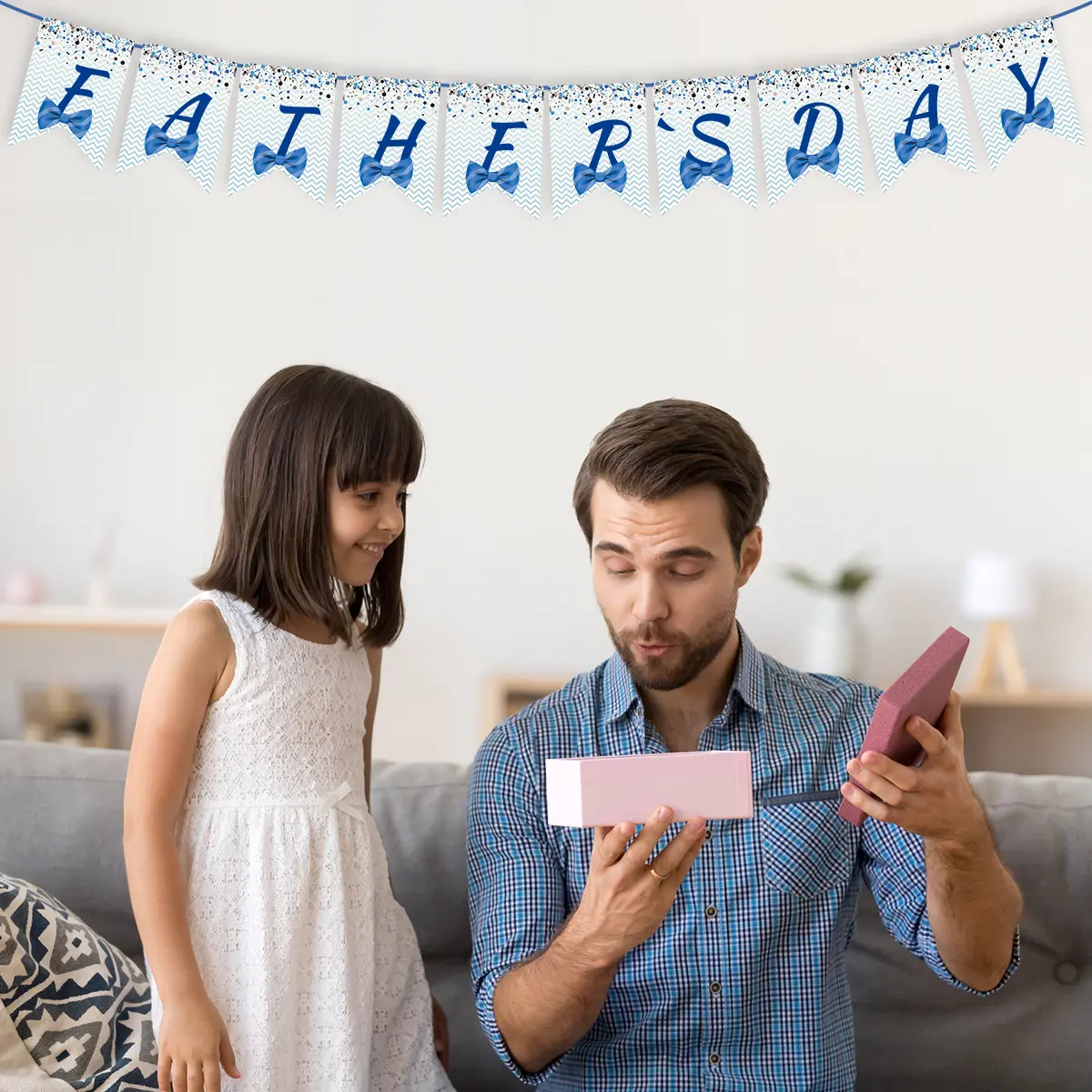 亚马逊父亲节拉旗横幅Father's Day主题生日派对背景装饰字母拉旗