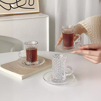土耳其咖啡杯碟套装家用红茶玻璃水杯欧式高档精致小众下午茶杯子
