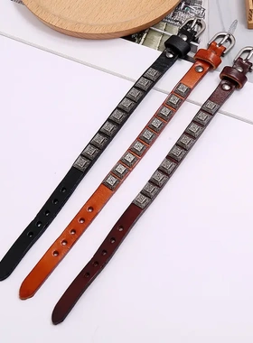 直供欧美朋克饰品复古牛皮手链电商货源个性创意皮质手环P01953