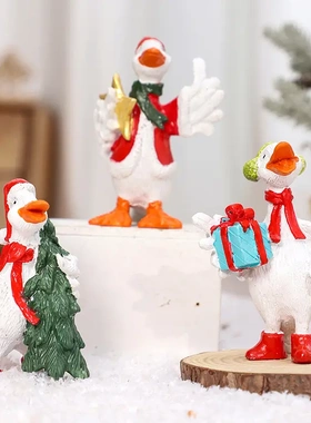 圣诞节装饰品 ins彩绘天鹅圣诞树脂摆件 桌面派对圣诞礼物SYWA263