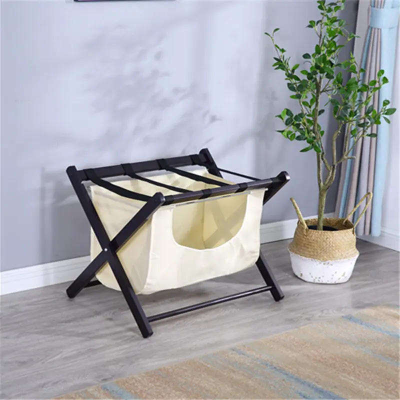 实木酒店行李架房间客厅储物置物架简约收纳架可折叠脏衣篮子书架