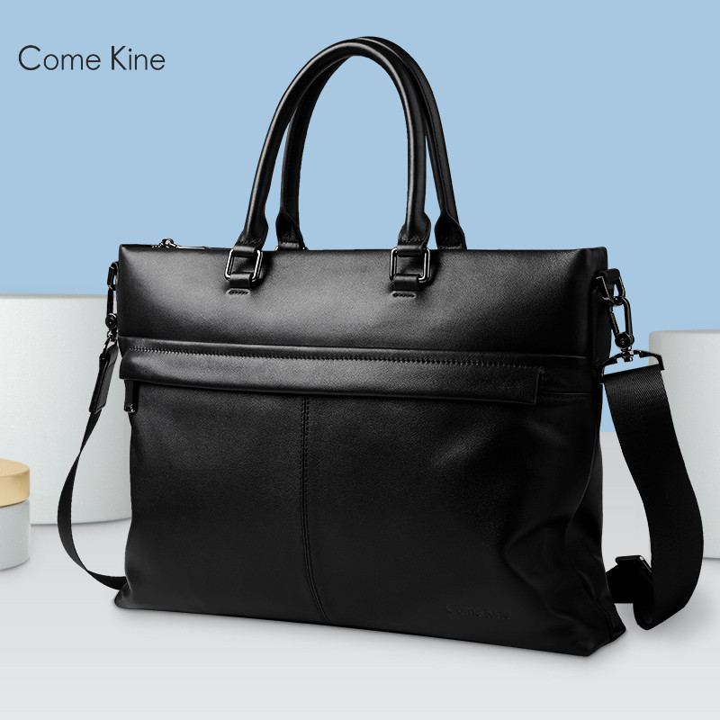 ComeKine男士手提包头层牛皮电脑包商务公文包手提斜挎包办公包男