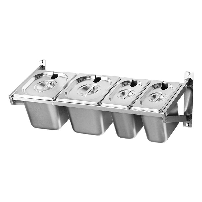 挂墙不锈钢份数盆带架套装壁挂调C料盒奶茶餐饮店配料盒置物架商