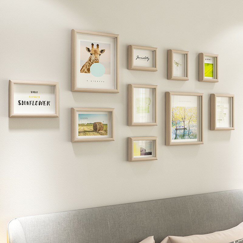 婚纱照相框挂墙免打孔高q级感画框定制打印相册框实木质照片墙装