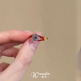 新中式红绳金币小花戒指女小众设计轻奢高级感2025新款爆款食指戒