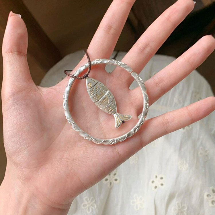 中古拼接小鱼吊坠项链女配饰高级感轻奢小众2025新爆款长款毛衣链,饰品/流行首饰/时尚饰品新,项链,淘宝优惠券,粉丝福利购,淘宝优惠卷