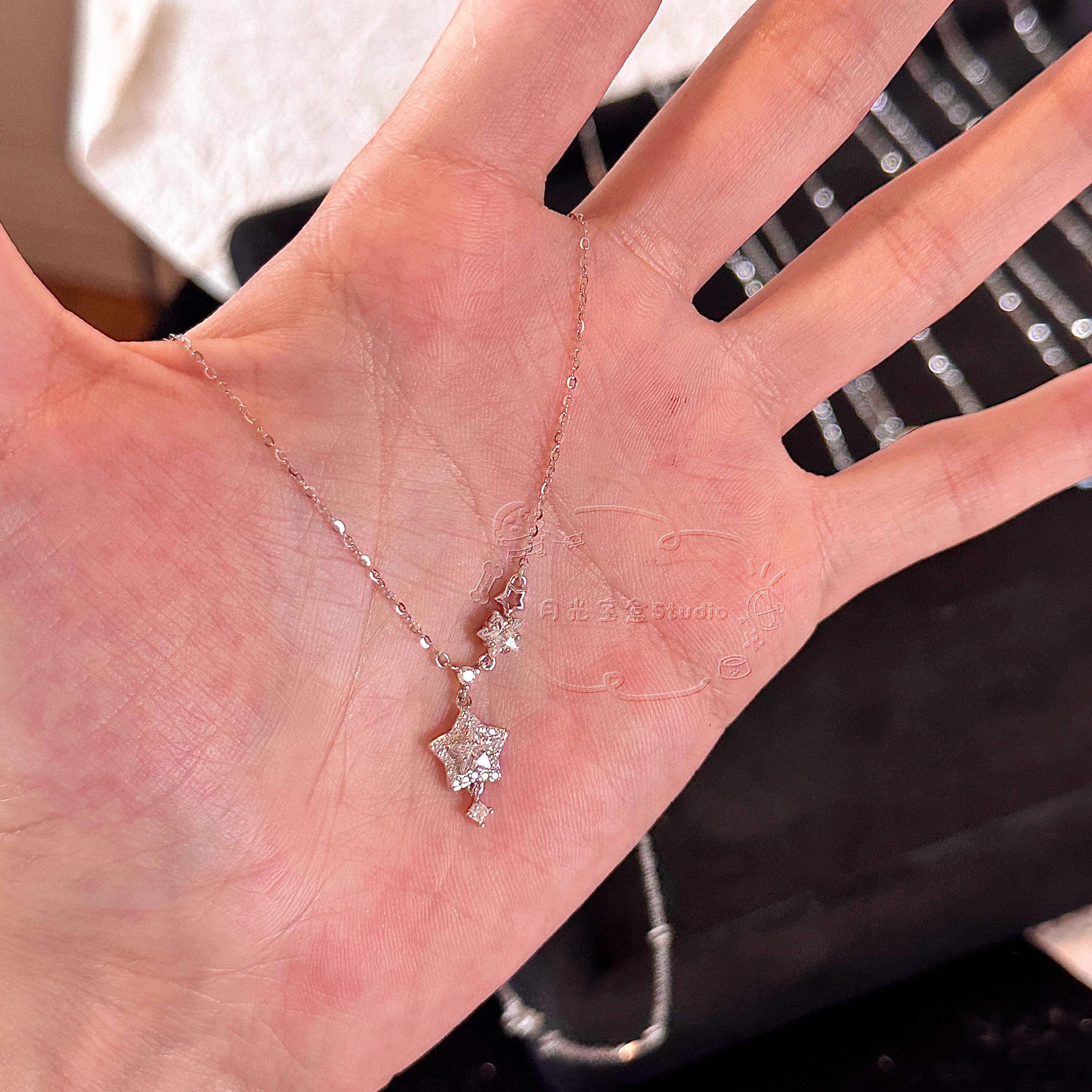 淡粉星星项链女款甜美风锁骨链
