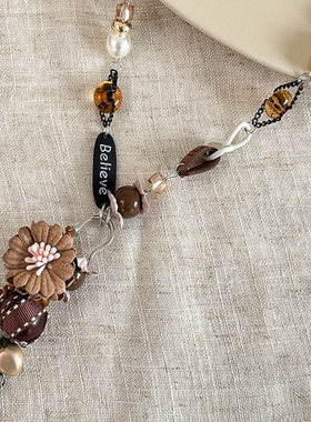 花朵串珠长款项链女配饰