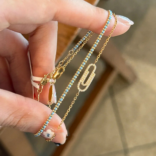 回形针仿钻水波绿编绳手链女叠戴轻奢小众精致2025新款高颜值手环