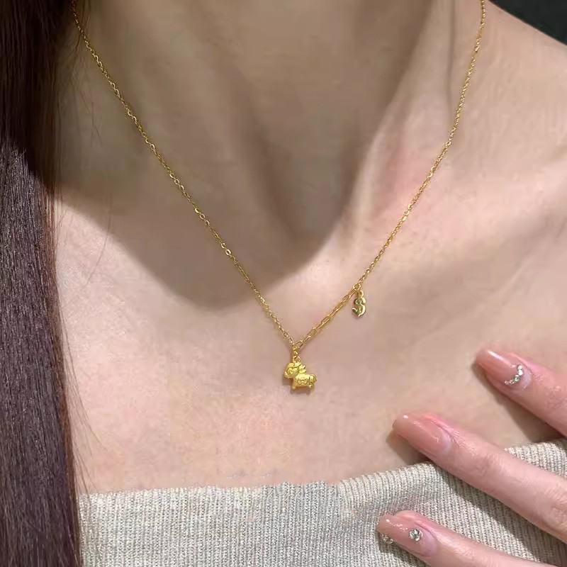 沙金可爱小金马吊坠项链女配饰