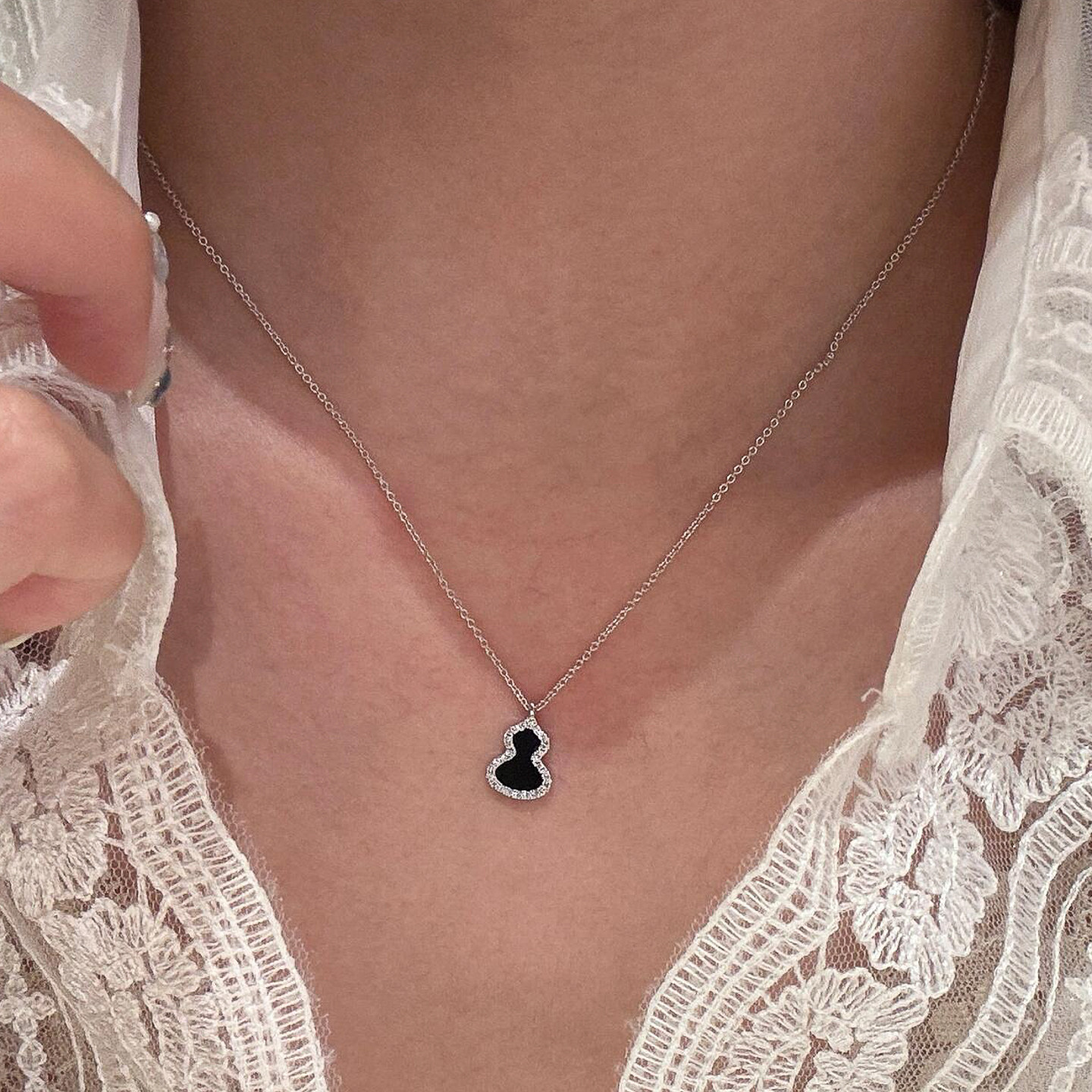 新中式黑玛瑙葫芦项链女配饰高级感轻奢小众颈链2025新款锁骨链,饰品/流行首饰/时尚饰品新,项链,淘宝优惠券,粉丝福利购,淘宝优惠卷