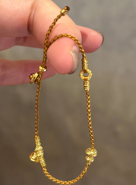 新中式棕色编绳葫芦铃铛手链