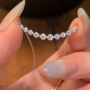 极简爆闪微笑仿排钻项链女配饰高级感轻奢小众颈链2025新款毛衣链