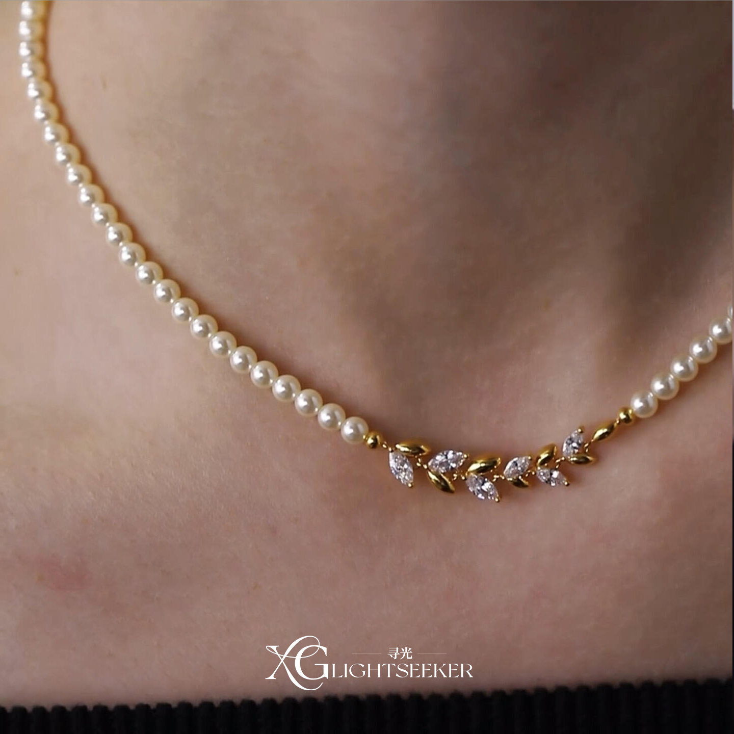 法式复古仿珍珠麦穗项链女配饰