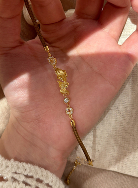 年年有鱼新年拉丝锦鲤棕绳手链女