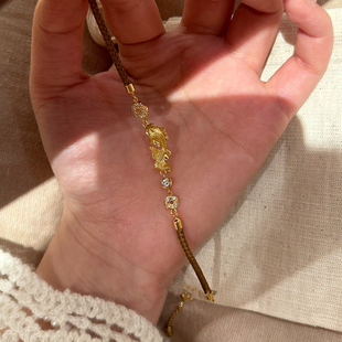 年年有鱼新年拉丝锦鲤棕绳手链女复古新中式轻奢小众精致编织手饰