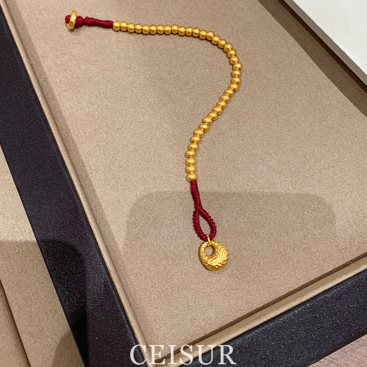 新中式金色串珠钱袋子吊坠手链