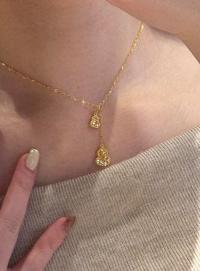 金色碎碎冰葫芦流苏项链女配饰