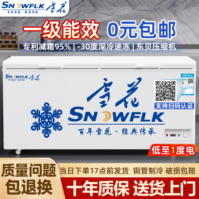 雪花冰柜商用冷冻柜家用冷藏两用大容量卧式双温冷柜保鲜冰箱雪柜