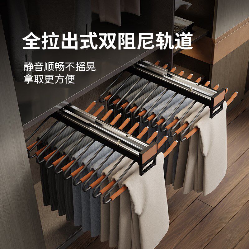 衣柜内置裤架g伸缩家用抽拉式柜内阻尼顶侧装防滑单排多功能裤抽,基础建材,柜内裤架,淘宝优惠券,粉丝福利购,淘宝优惠卷