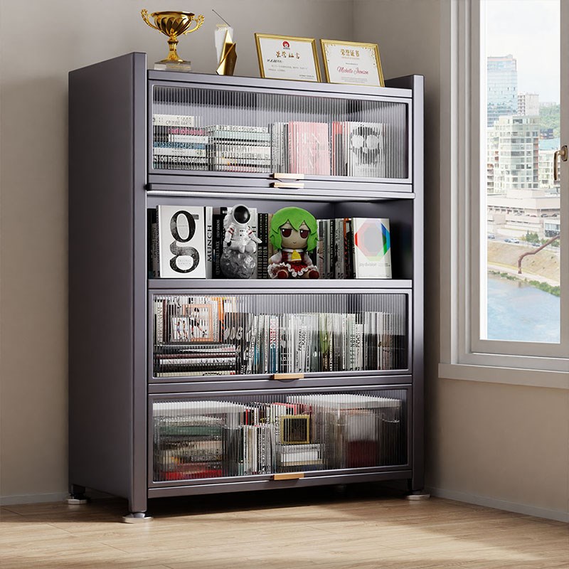 收纳柜客厅带门书架o多功能置物架简易儿童储物柜分层多层放置承