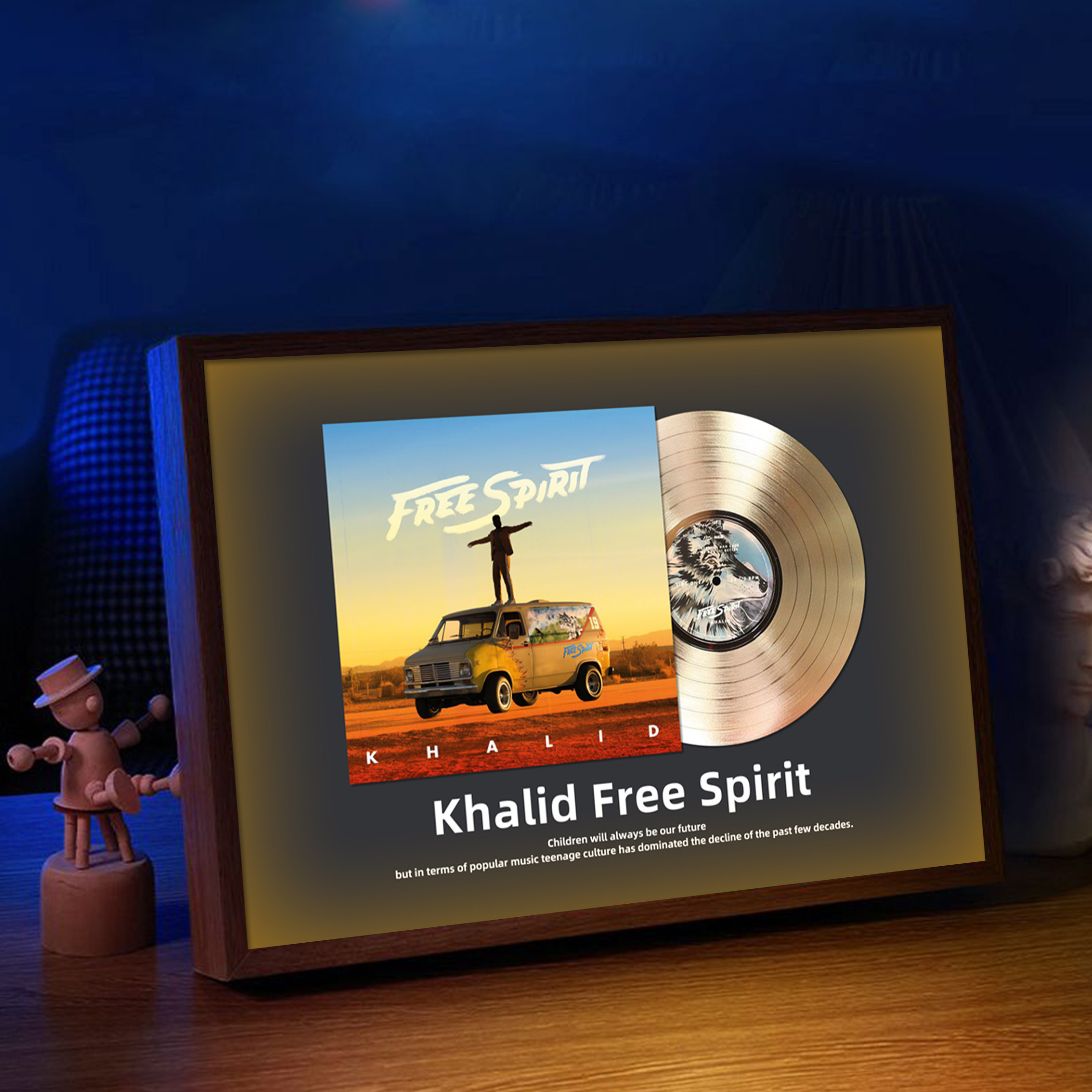 美式黑胶唱片发光桌面摆台画轻奢高级感蓝牙音响客厅卧室小夜灯