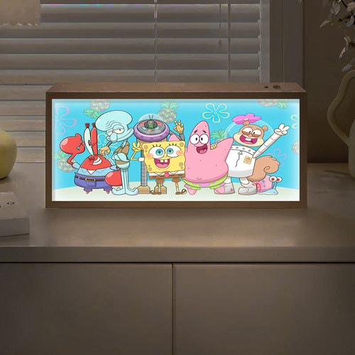 海绵宝宝周边灯光画儿童房卡通可爱发光礼物摆画卧室音响小夜灯