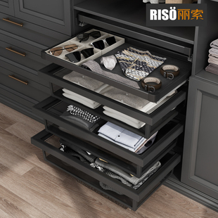 丽索衣柜拉篮衣帽间储物拉篮窄柜分类收纳篮隔板柜改造400 900柜