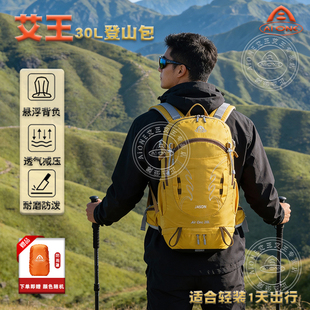 艾王户外登山包30L徒步登山包女双肩包大容量悬浮露营休闲轻背包