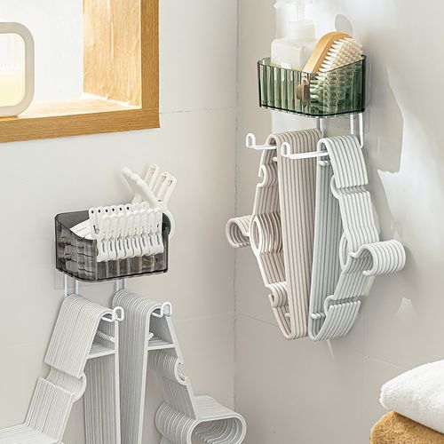 衣架收纳神器阳台挂杆挂衣整理防风夹置物架挂钩放夹X子收纳架墙