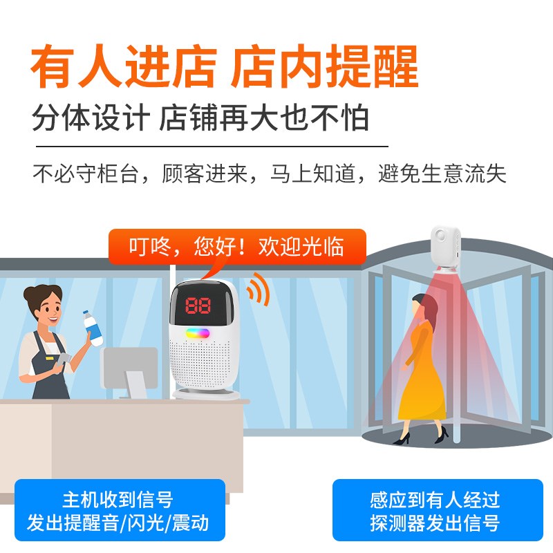 分体门口欢c迎光临感应器进门迎宾门铃语音提示器店铺提醒超市进