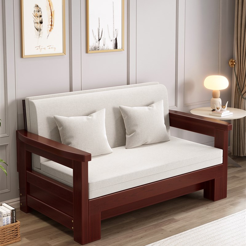 实木沙发牀两用牀客厅阳台书房可摺叠多功能1.2双人1T.8小户型1.5