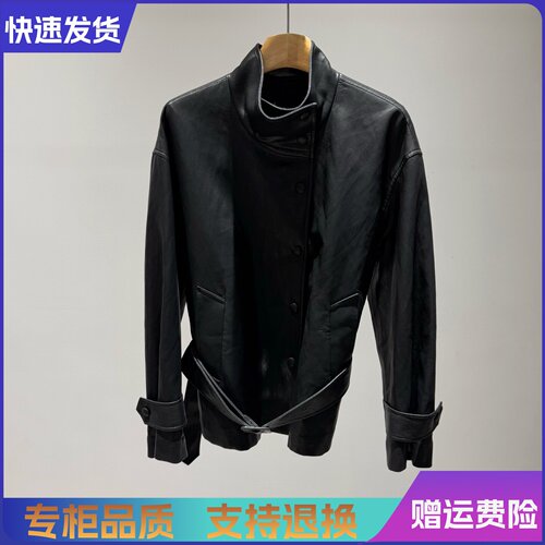 迪家正品国内代购2026秋季新款机车风立领夹克皮衣外套女511033