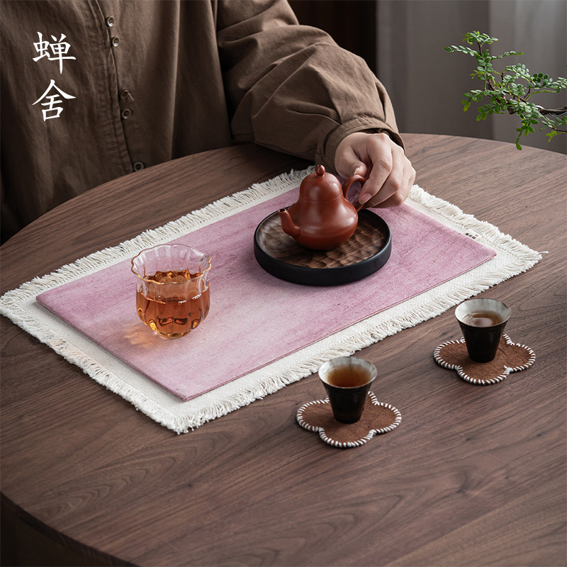 蝉舍老布扎染干泡席茶室中式茶道垫茶桌垫茶席功夫茶具隔热垫防滑,餐饮具,茶道/零配,淘宝优惠券,粉丝福利购,淘宝优惠卷