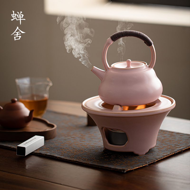 蝉舍樱花粉煮茶套装家用室内围炉煮茶壶茶具套装国风新中式烧水壶