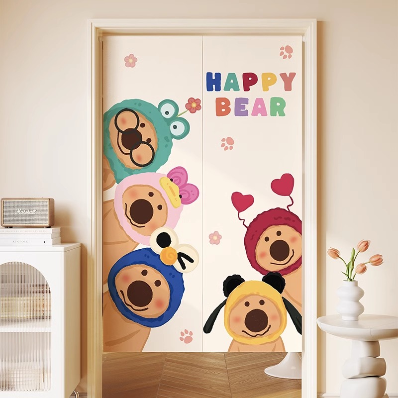 2025冬季新款卧室房间门帘防遮挡卡通厨房卫生间门口免打孔隔断帘